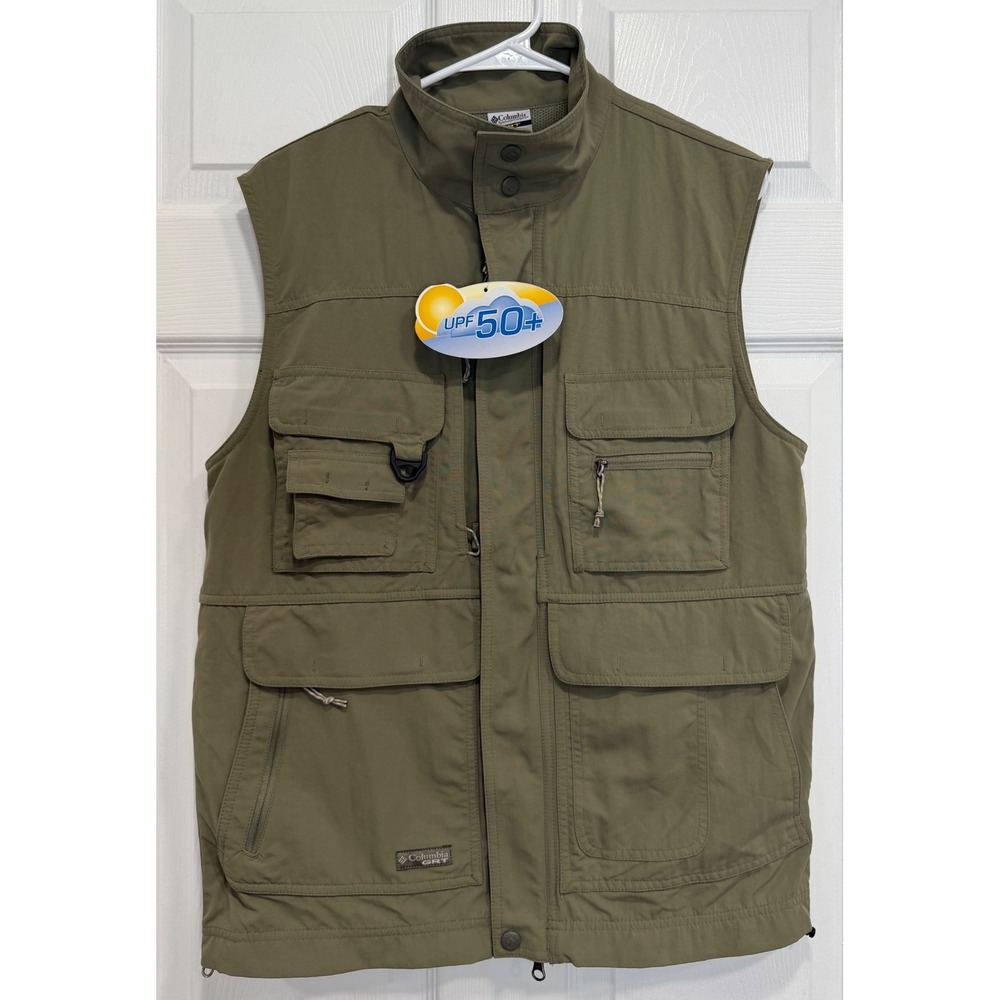 Columbia GRT Omni-Dry Venture Vest Mens Small Sage Green UPF 50+ Utility TM1019